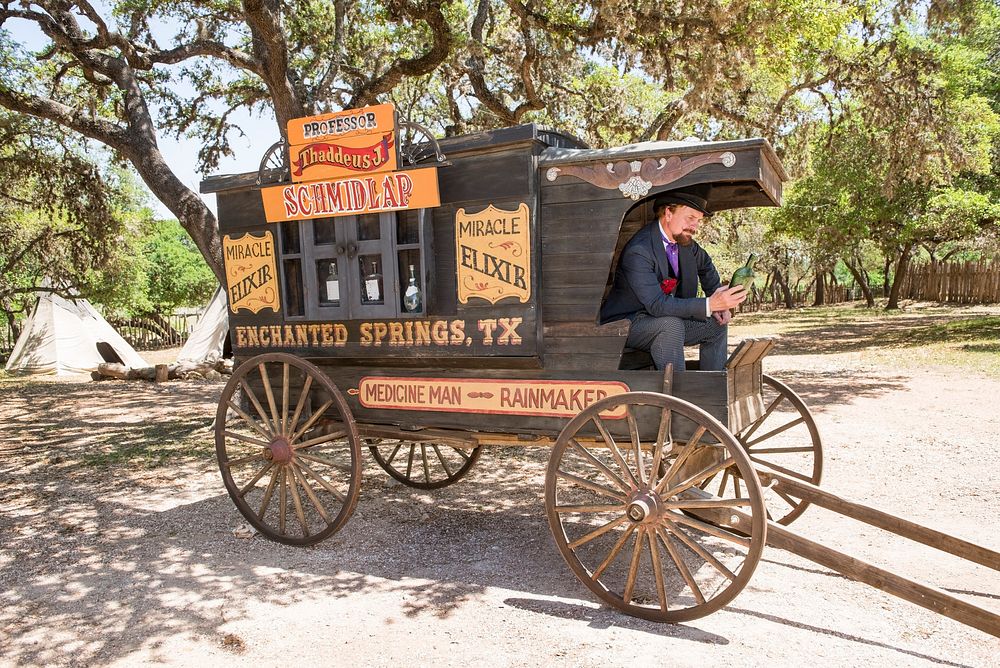 Professor Thaddeus Schmidlap at the Enchanted Springs Ranch and Old West theme park in Boerne, Texas. Original image from…
