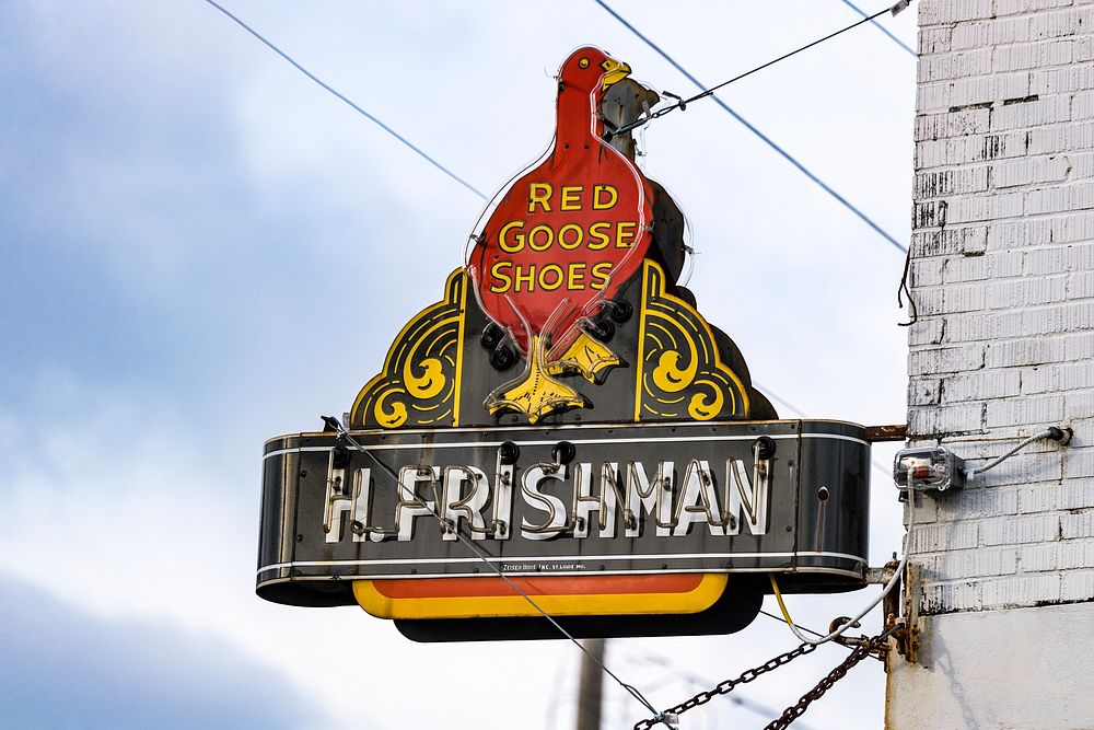 Red Goose Shoes store sign in Port Gibson, Mississippi. Original image from Carol M. Highsmith&rsquo;s America, Library of…