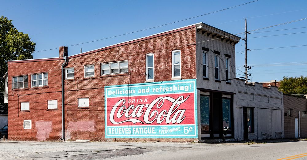 Old Coca-Cola sign on a brick building in Lafayette, Indiana. Original image from Carol M. Highsmith’s America, Library of…