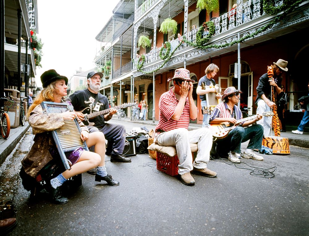 A street band on Bourbon Street in New Orleans's French Quarter. Original image from Carol M. Highsmith&rsquo;s America…