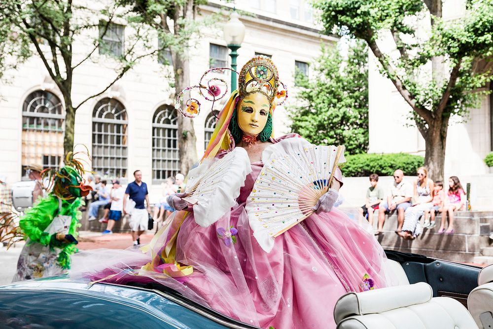 Masqued royal art parade at the Charleston in West Virginia. Original image from Carol M. Highsmith&rsquo;s America, Library…