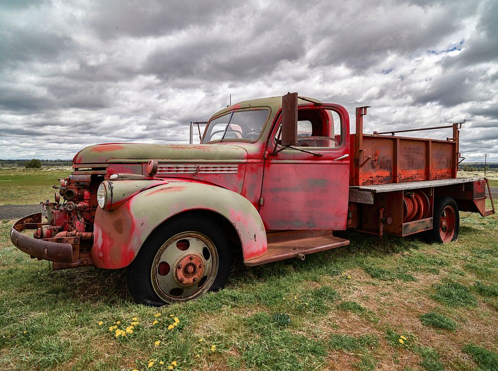 Old red truck. Original image from Carol M. Highsmith’s America, Library of Congress collection. Digitally enhanced by…