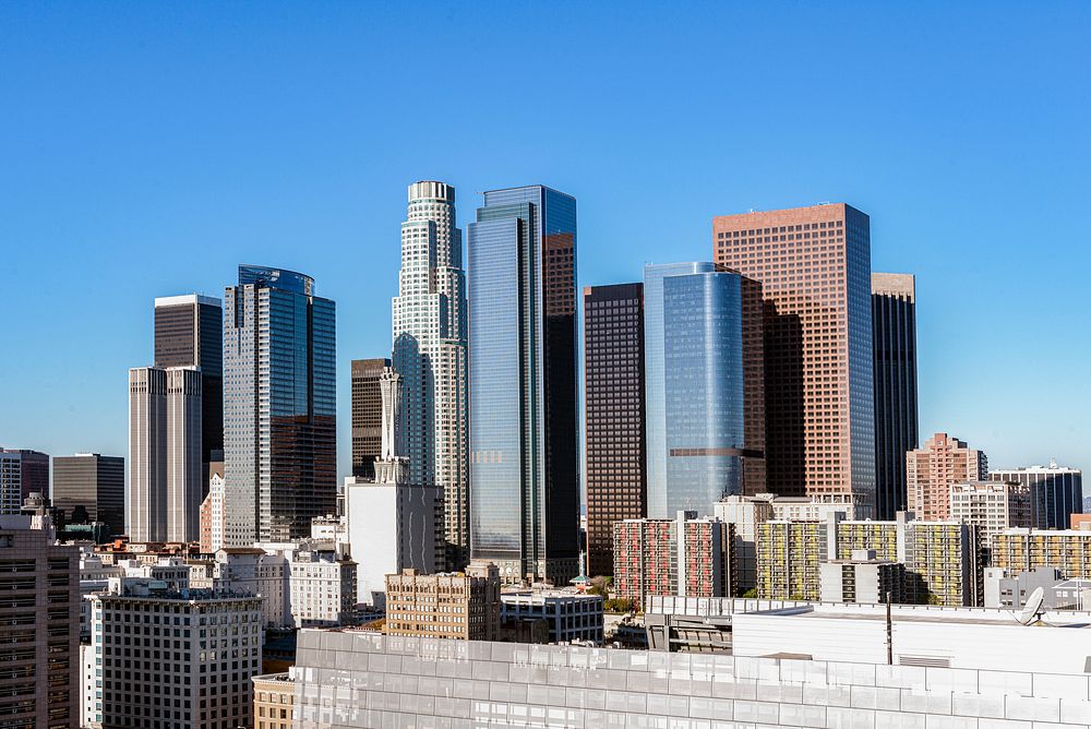 Skyline of Central Los Angeles, California. Original image from Carol M. Highsmith&rsquo;s America, Library of Congress…