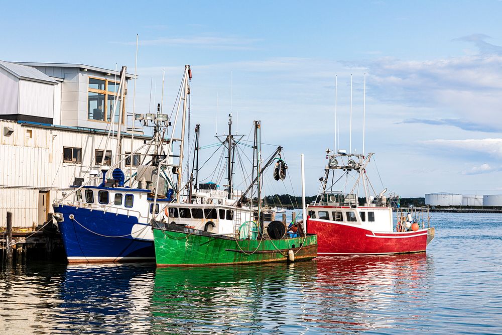 Scene at the busy harbor on Casco Bay in Portland, Maine. Original image from Carol M. Highsmith&rsquo;s America, Library of…