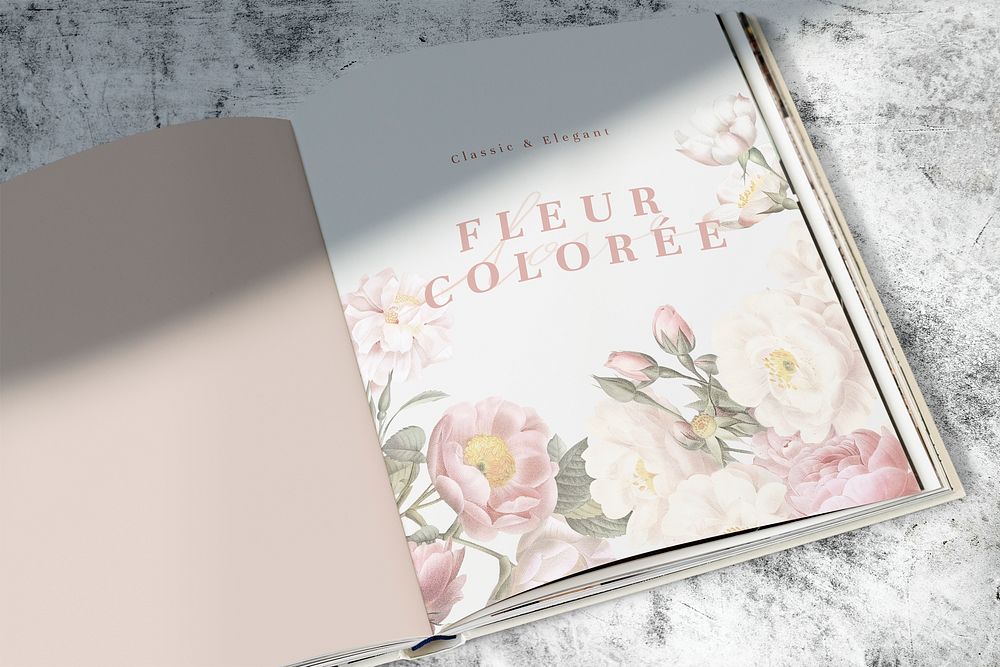 Flower magazine mockup with blank space