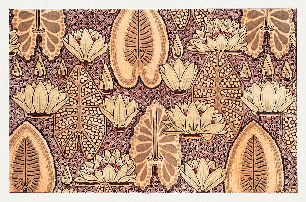 Art nouveau water lily flower pattern design resource