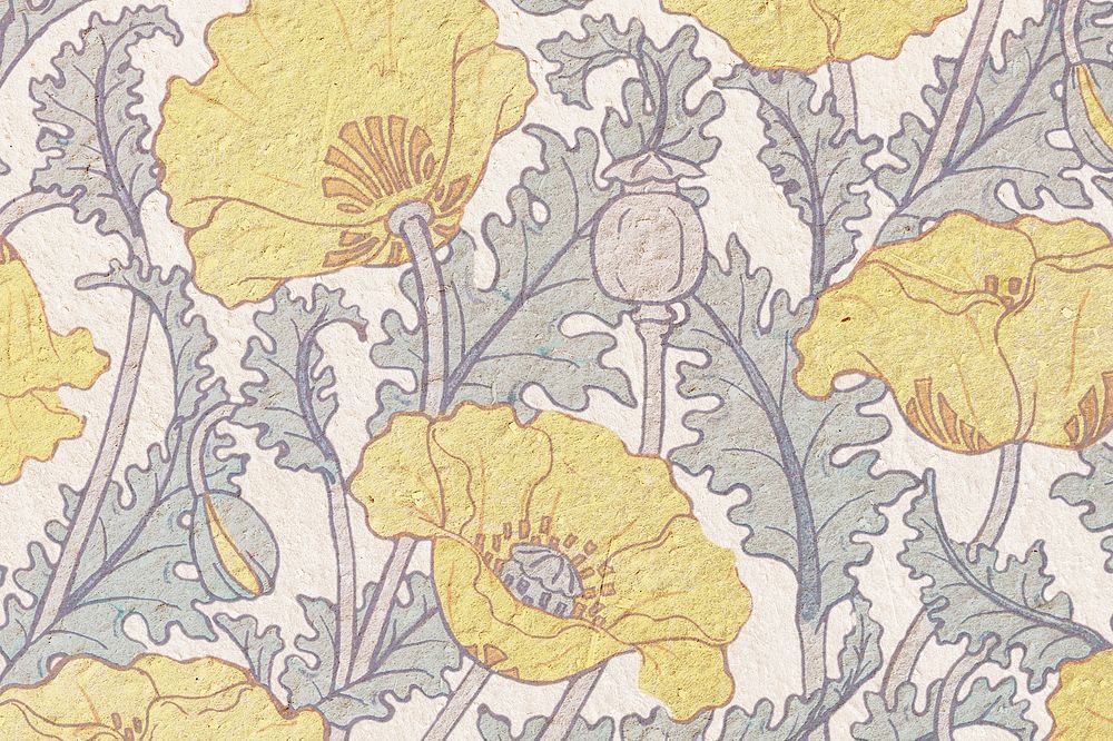 Art nouveau poppy flower pattern design resource