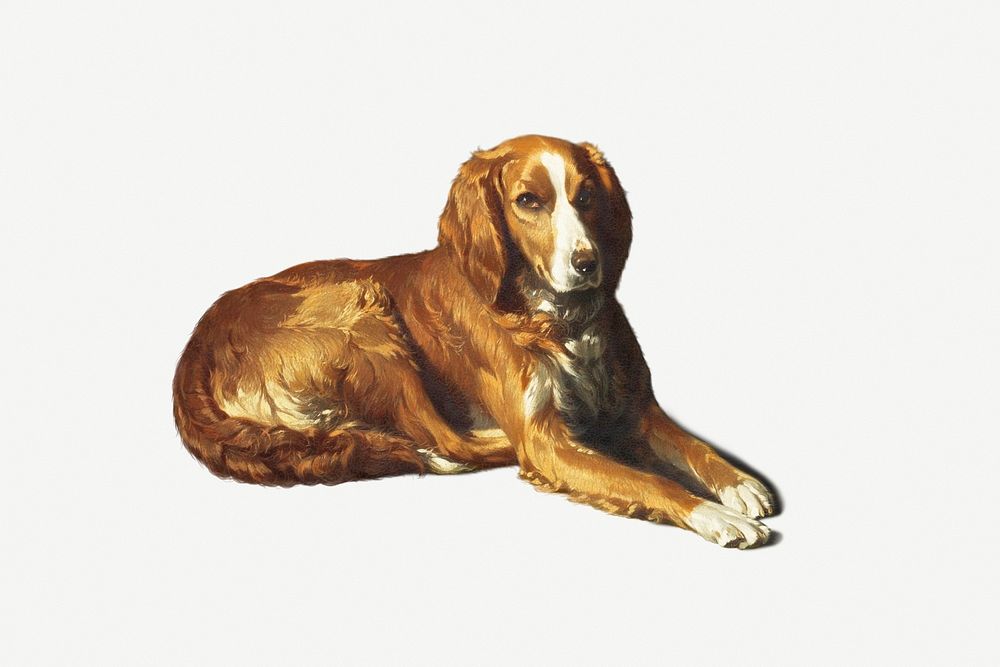 Painting of a calm brown dog