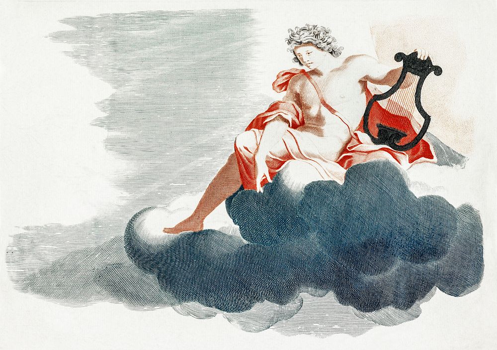 Apollo on the Clouds (1688-1698) by Johan Teyler (1648-1709). Original from The Rijksmuseum. Digitally enhanced by rawpixel.