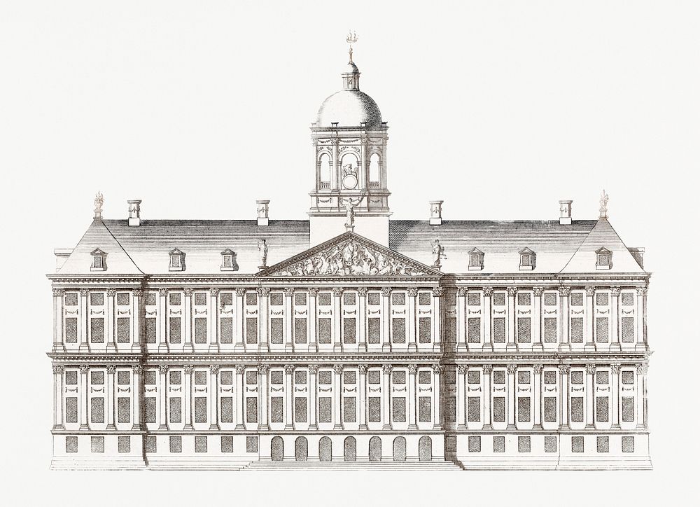 The City Hall in Amsterdam by an anonymous maker (1696-1706). Original from Rijks Museum. Digitally enhanced by rawpixel.