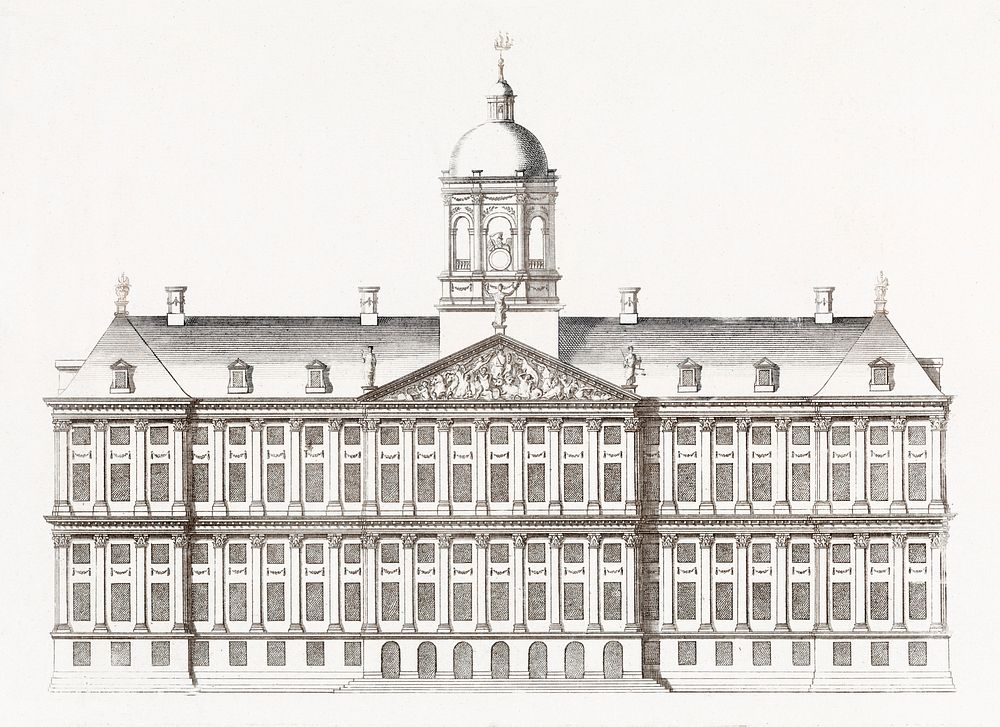 The City Hall in Amsterdam by an anonymous maker (1696-1706). Original from The Rijksmuseum. Digitally enhanced by rawpixel.