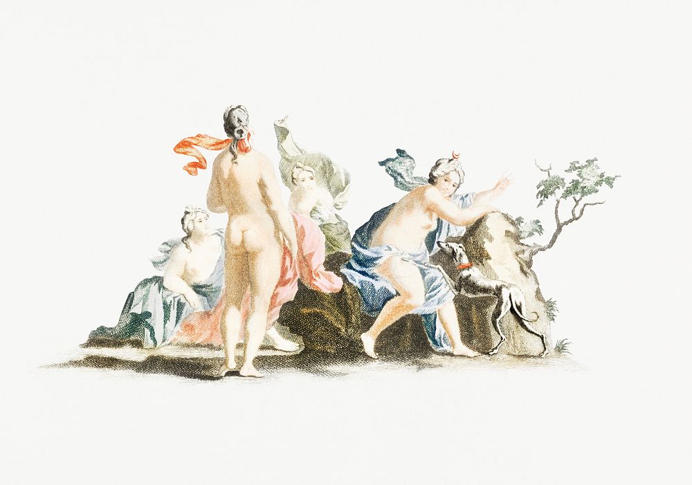 Diana and Her Nymphs by Johan Teyler (1648-1709). Original from Rijks Museum. Digitally enhanced by rawpixel.