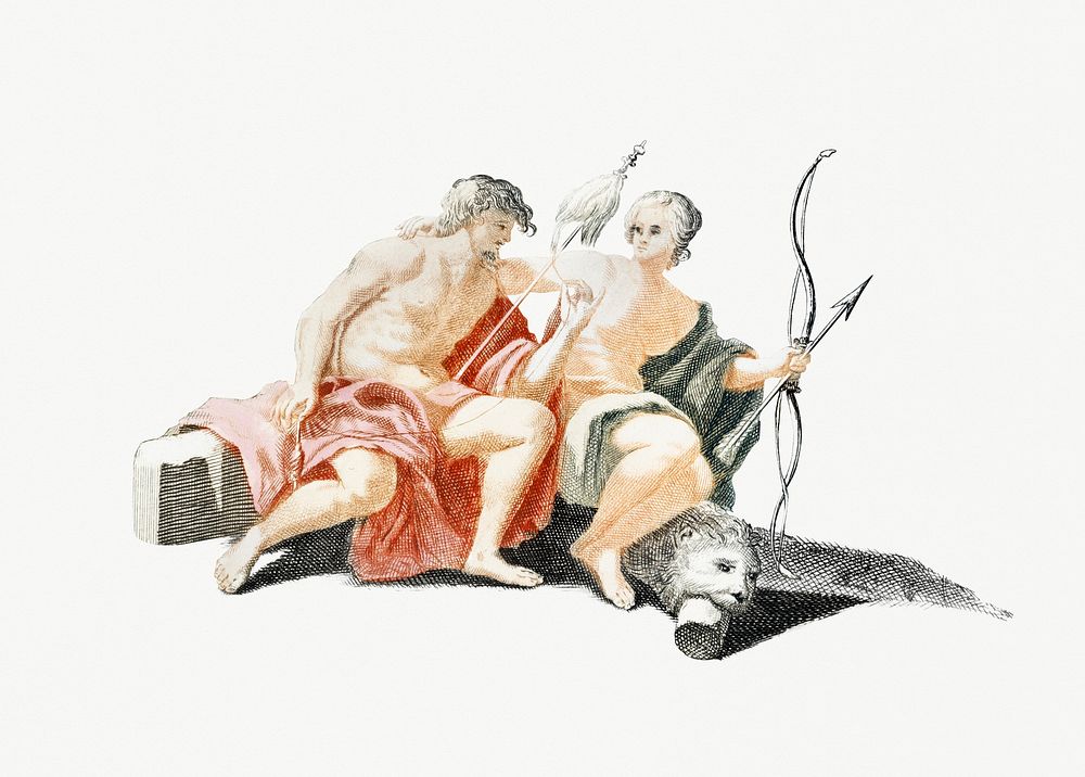 Hercules and Omphale by Johan Teyler (1648-1709). Original from Rijks Museum. Digitally enhanced by rawpixel.