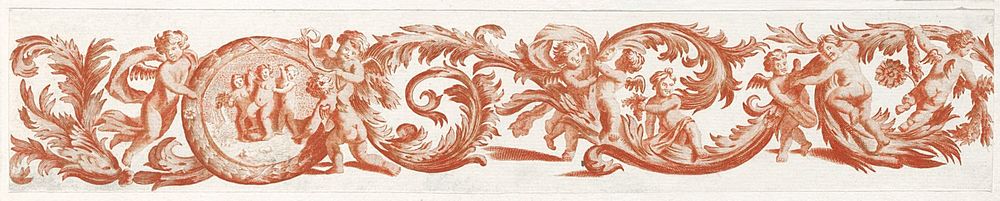 Leaf ornament with Putti by Johan Teyler (1648-1709). Original from The Rijksmuseum. Digitally enhanced by rawpixel.