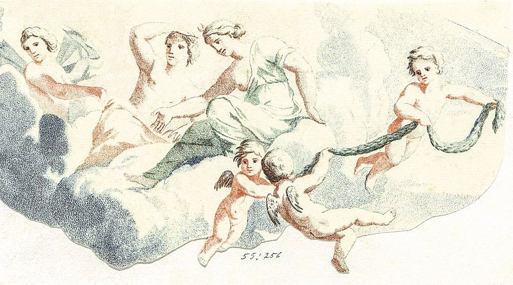 Diana and nymphs on the clouds by Johan Teyler (1648-1709). Original from The Rijksmuseum. Digitally enhanced by rawpixel.