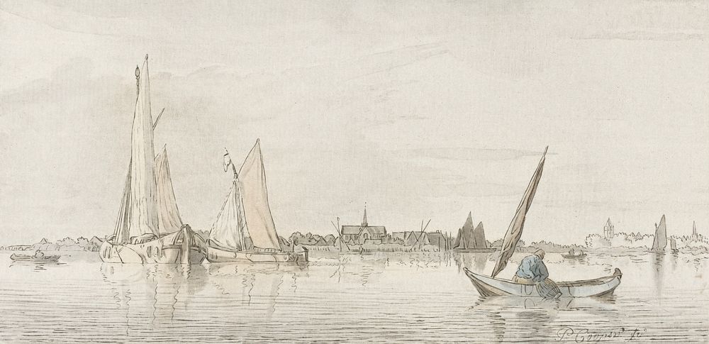 River view (1775) by Cornelis Ploos van Amstel. Original from The Rijksmuseum. Digitally enhanced by rawpixel.