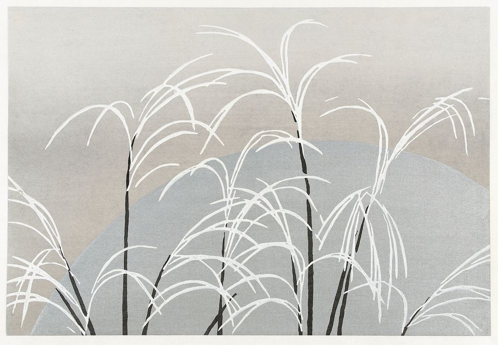 Moon and grasses (1909) by Unsodo. Original from The Rijksmuseum. Digitally enhanced by rawpixel.