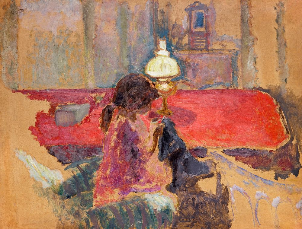 Woman with a Lamp (1909) painting in high resolution by Pierre Bonnard. Original from the Dallas Museum of Art. Digitally…