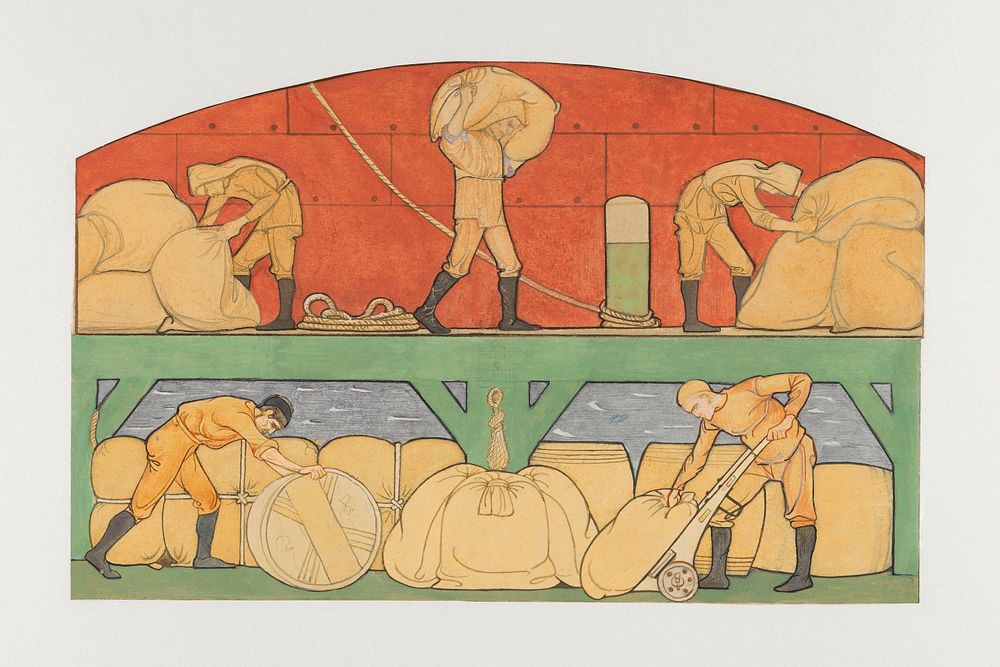 Design for painting in the Berlage stock exchange: De Handel (1878&ndash;1938) painting in high resolution by Richard Roland…