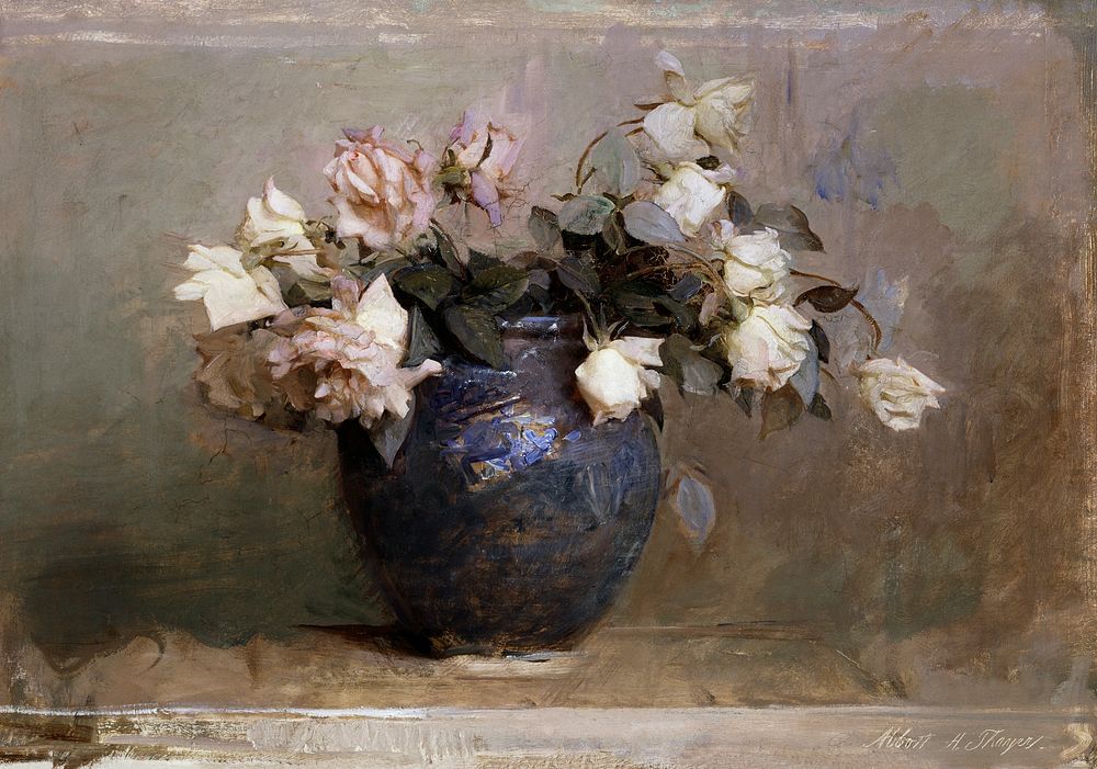 Roses (1890) painting in high resolution by Abbott Handerson Thayer. Original from the Smithsonian Institution. Digitally…