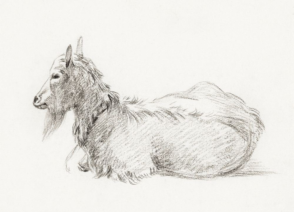 Lying goat (1810) by Jean Bernard (1775-1883). Original from The Rijksmuseum. Digitally enhanced by rawpixel.