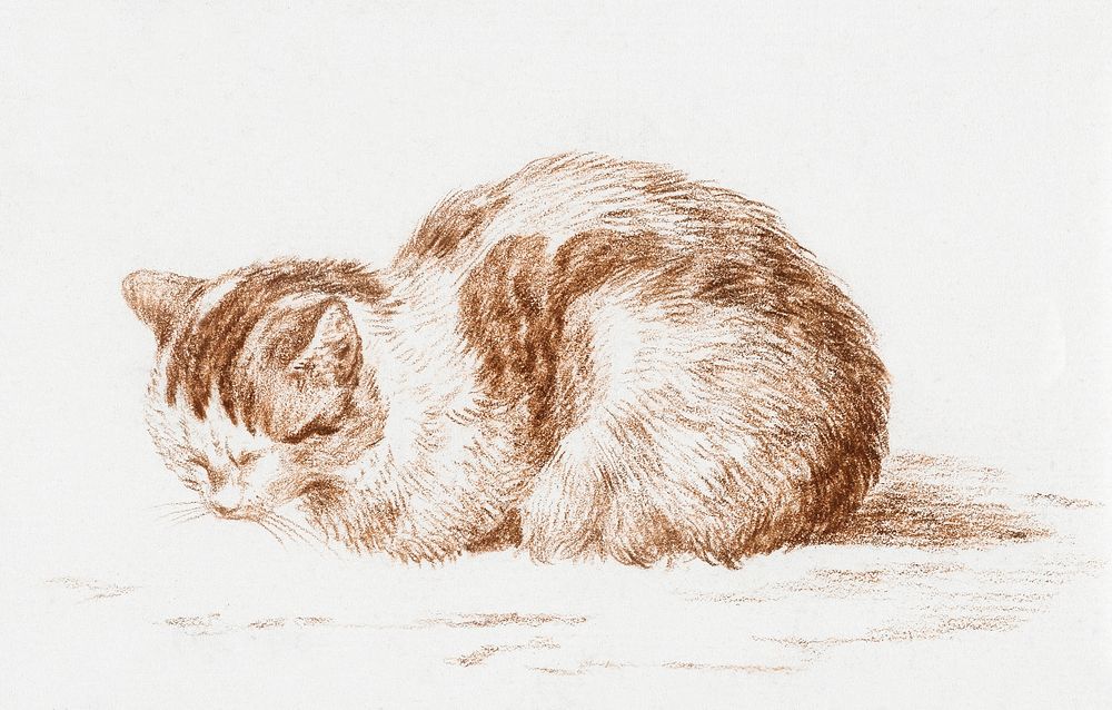 Lying cat (1812) by Jean Bernard (1775-1883). Original from The Rijksmuseum. Digitally enhanced by rawpixel.