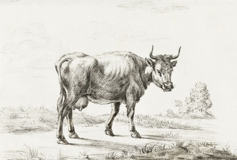 Cow by Jean Bernard (1775-1883). Original from The Rijksmuseum. Digitally enhanced by rawpixel.