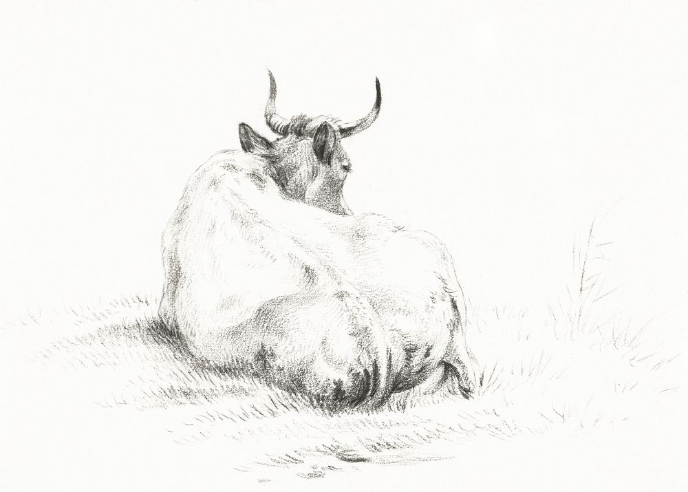 Lying cow (1821) by Jean Bernard (1775-1883). Original from The Rijksmuseum. Digitally enhanced by rawpixel.