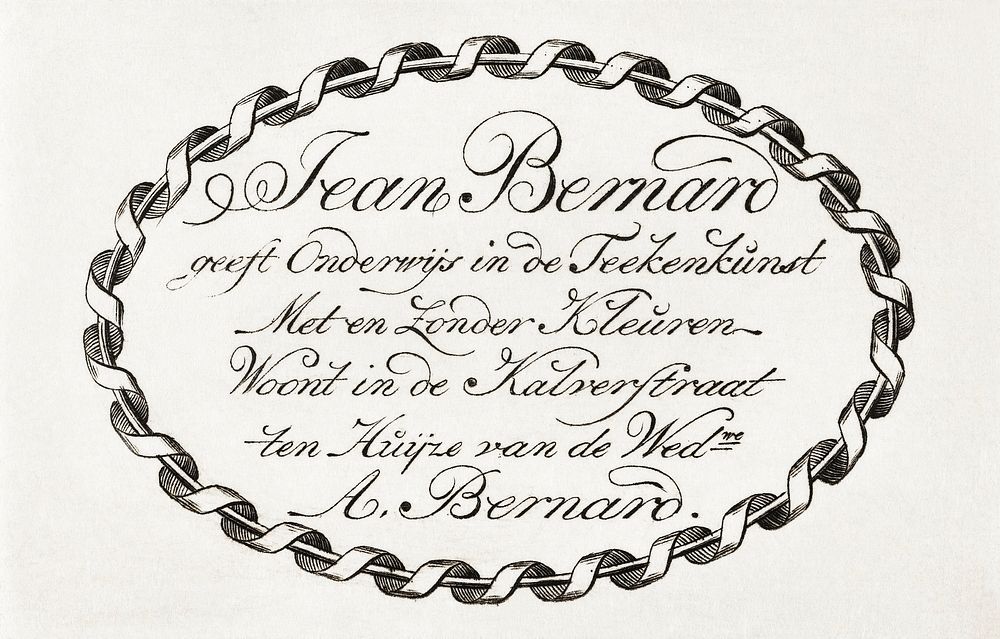 Jean Bernard's business card, by Jean Bernard (1775-1883). Original from The Rijksmuseum. Digitally enhanced by rawpixel.