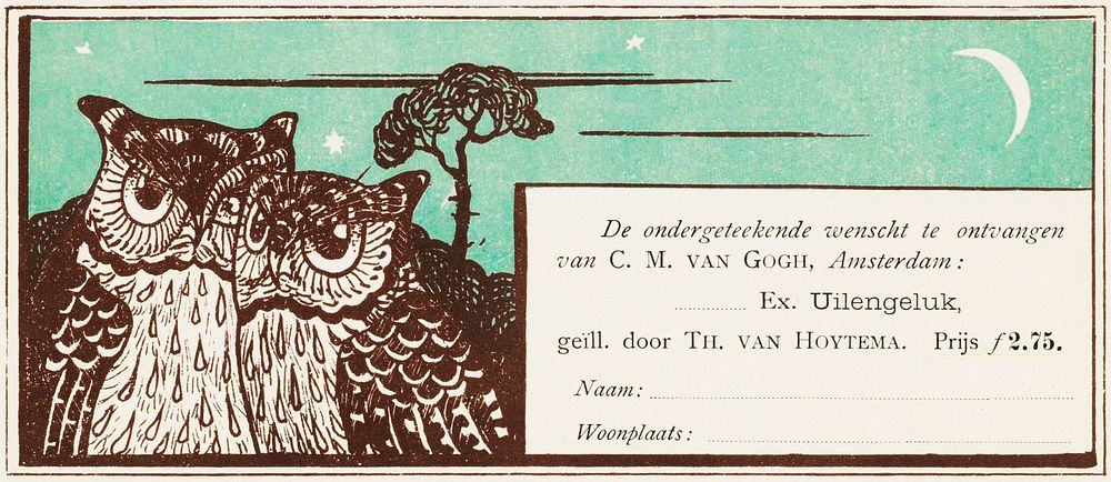 Bestelkaart voor Uilengeluk (1895) print in high resolution by Theo van Hoytema. Original from The Rijksmuseum. Digitally…