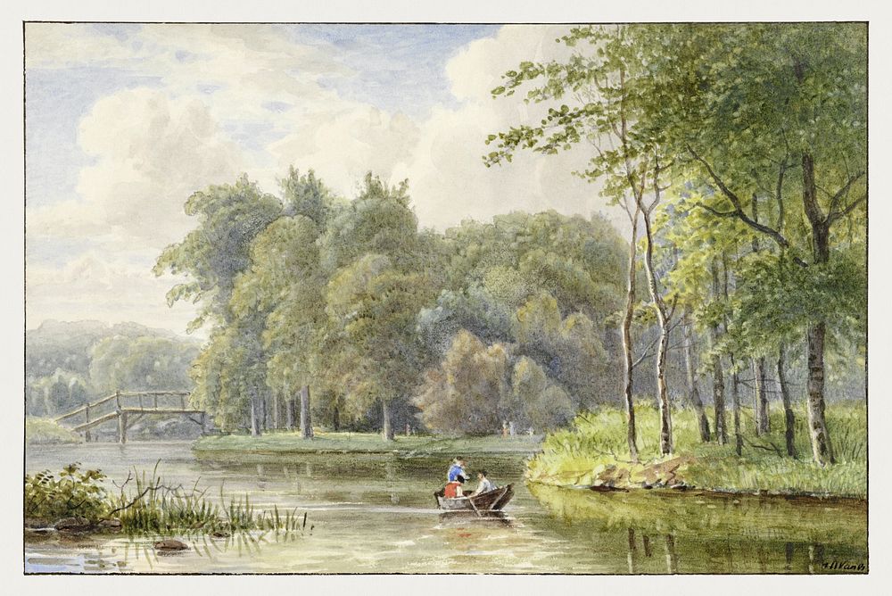 Landschap met figuren in een roeibootje by Georgius Jacobus Johannes van Os (1782&ndash;1861). Original from The…