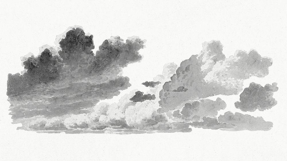 Black and white cloud from Wolkenstudies (cloud study) by Joseph August Knip. Original from The Rijksmuseum. Digitally…