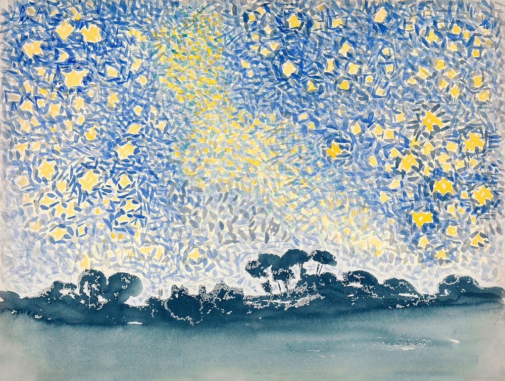 Landscape with Stars (1905&ndash;1908) painting in high resolution by Henri-Edmond Cross. Original from The MET Museum.…