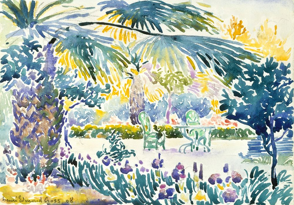 Garden of the Painter at Saint Clair (1908) painting in high resolution by Henri-Edmond Cross. Original from The MET Museum.…