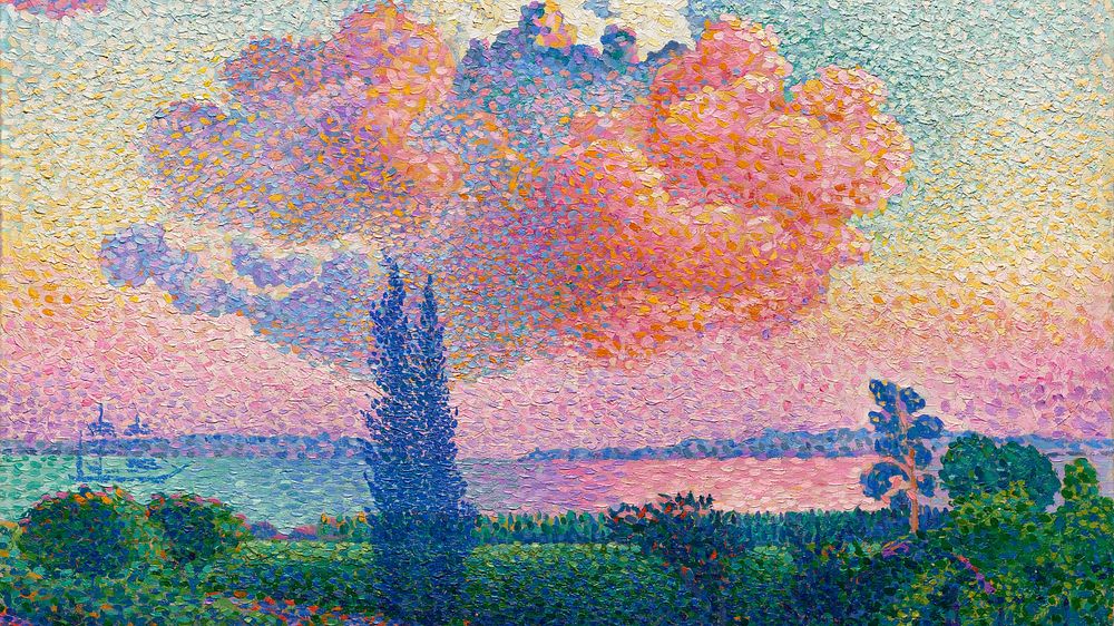 Vintage art desktop wallpaper, HD background, The Pink Cloud by Henri Edmond Cross