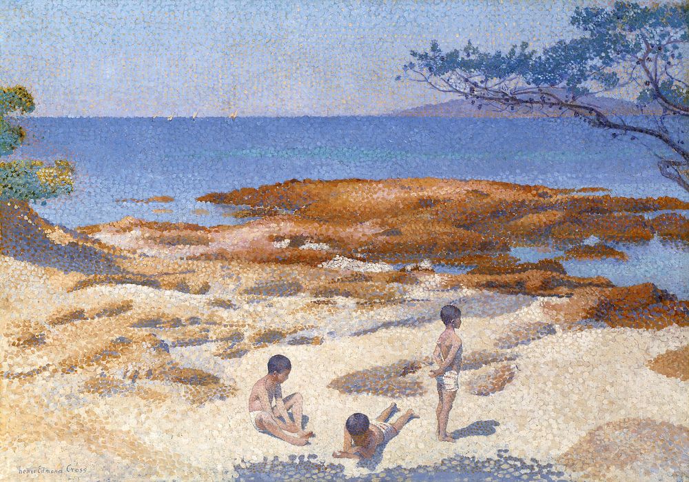 Beach at Cabasson (1891&ndash;1892) painting in high resolution by Henri-Edmond Cross. Original from The Art Institute of…
