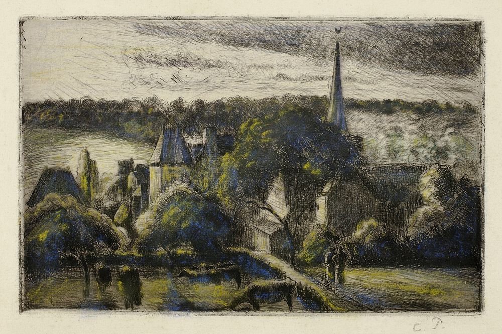 Church and Farm at éragny (1895) by Camille Pissarro. Original from The Art Institute of Chicago. Digitally enhanced by…