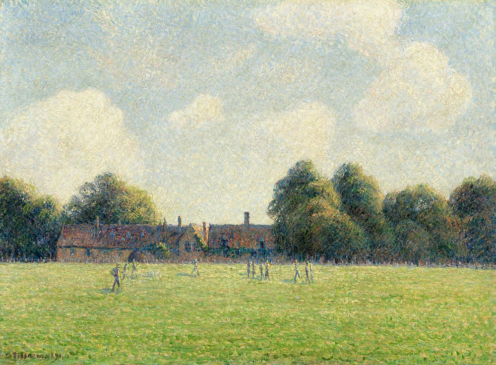 Hampton Court Green (1891) by Camille Pissarro. Original from The National Gallery of Art. Digitally enhanced by rawpixel.