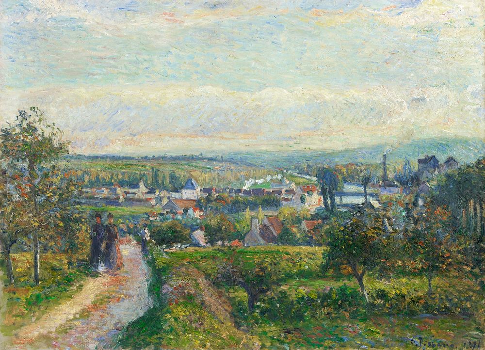 View of Saint-Ouen-l&rsquo;Aum&ocirc;ne (ca. 1876) by Camille Pissarro. Original from The National Gallery of Art. Digitally…