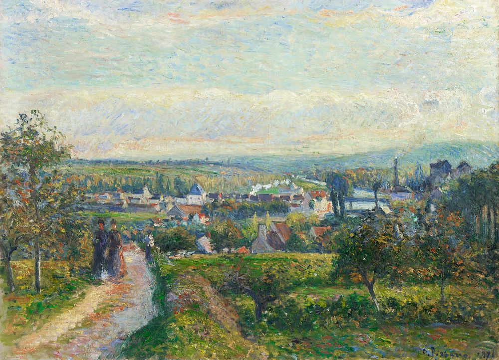 View of Saint-Ouen-l’Aumône (ca. 1876) by Camille Pissarro. Original from The National Gallery of Art. Digitally enhanced by…