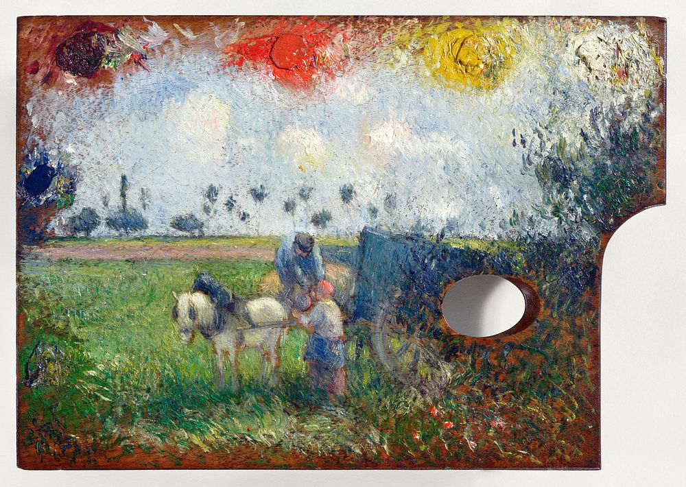 The Artist's Palette with a Landscape (ca. 1878–1880) painting in high resolution by Camille Pissarro. Original from the…