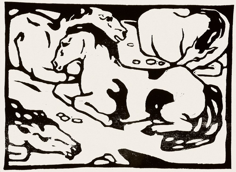 Resting horses (1880&ndash;1916) print in high resolution by Franz Marc. Original from the National Gallery of Art.…