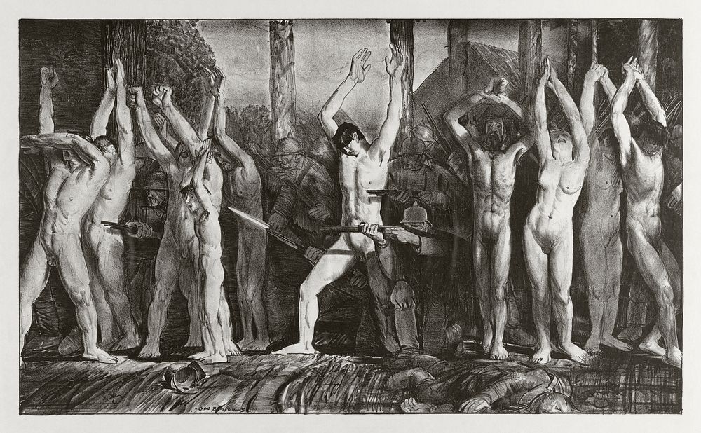 The barricade, first stone (1918) print in high resolution by George Wesley Bellows. Original from the Boston Public…