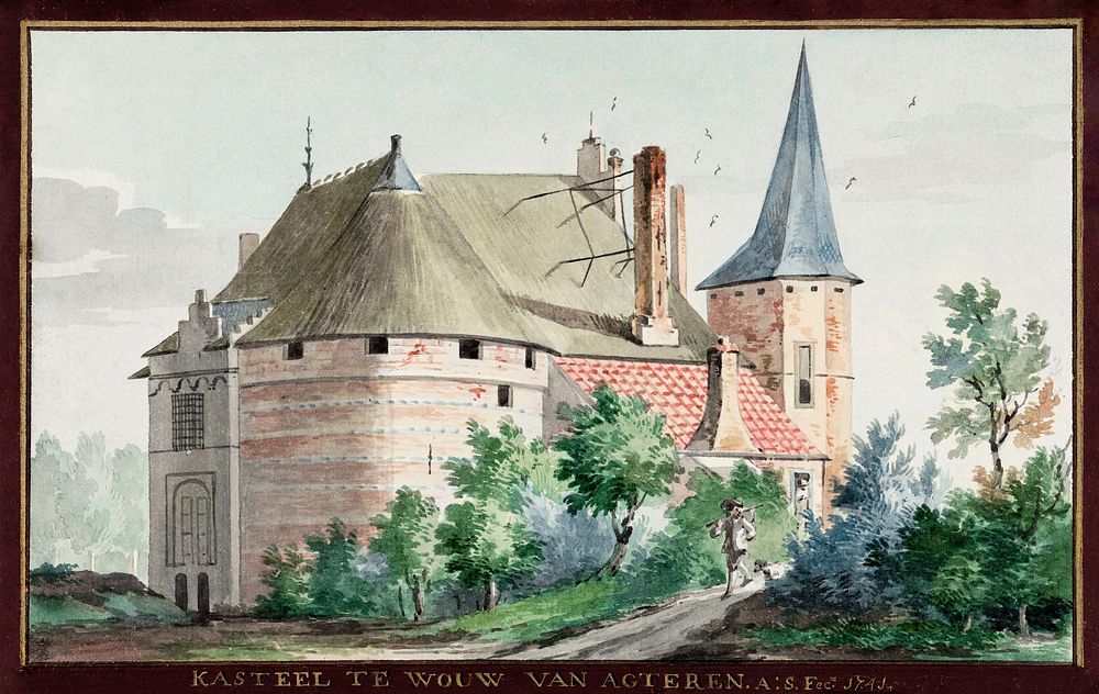 The castle in Wouw (1741) painting in high resolution by Aert Schouman. Original from The Rijksmuseum. Digitally enhanced by…