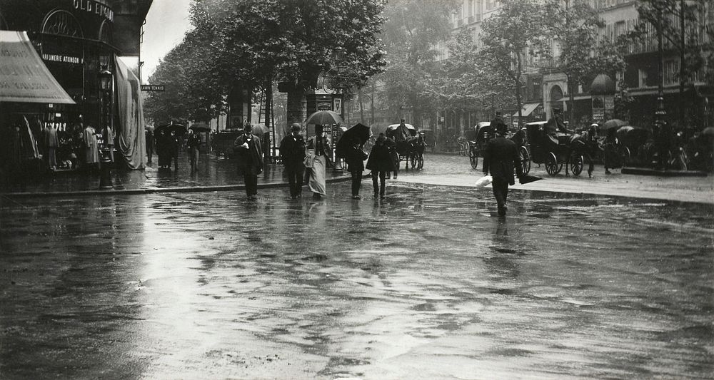 A Wet Day on the Boulevard, Paris (1894) by Alfred Stieglitz. Original from The Art Institute of Chicago. Digitally enhanced…