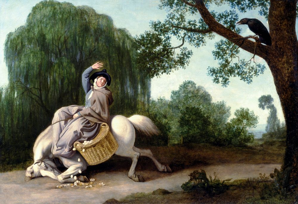 The Farmer's Wife and the Raven (1786) painting in high resolution by George Stubbs. Original from The Yale University Art…