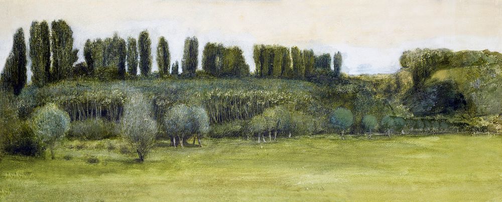 Landscape - Study painting in high resolution by Sir Edward Burne&ndash;Jones. Original from Birmingham Museum and Art…