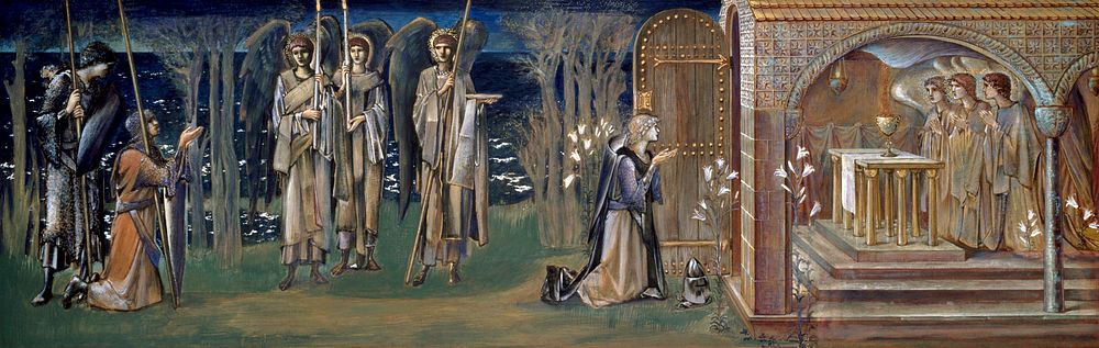 Quest for the Holy Grail - Study for The Attainment (1894) painting in high resolution by Sir Edward Burne&ndash;Jones.…