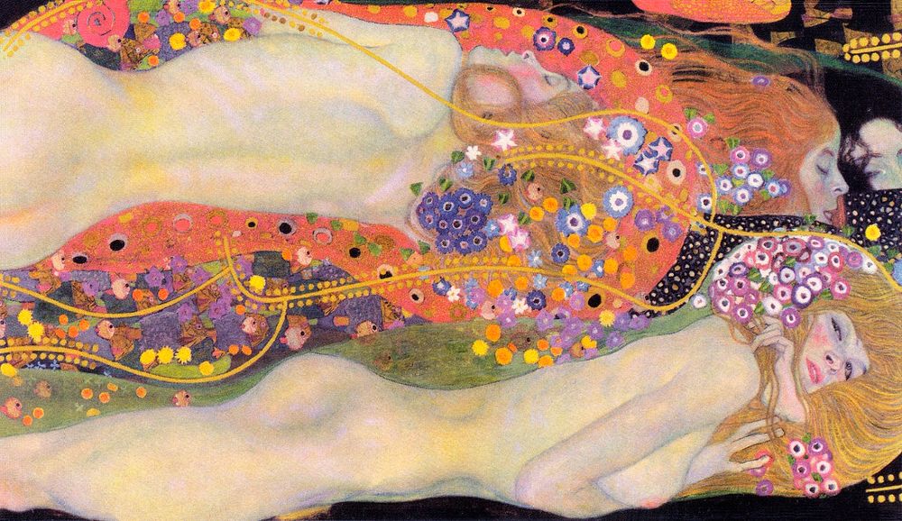 Gustav Klimt's Water Serpents II (1907) famous painting. Original from Wikimedia Commons. Digitally enhanced by rawpixel.