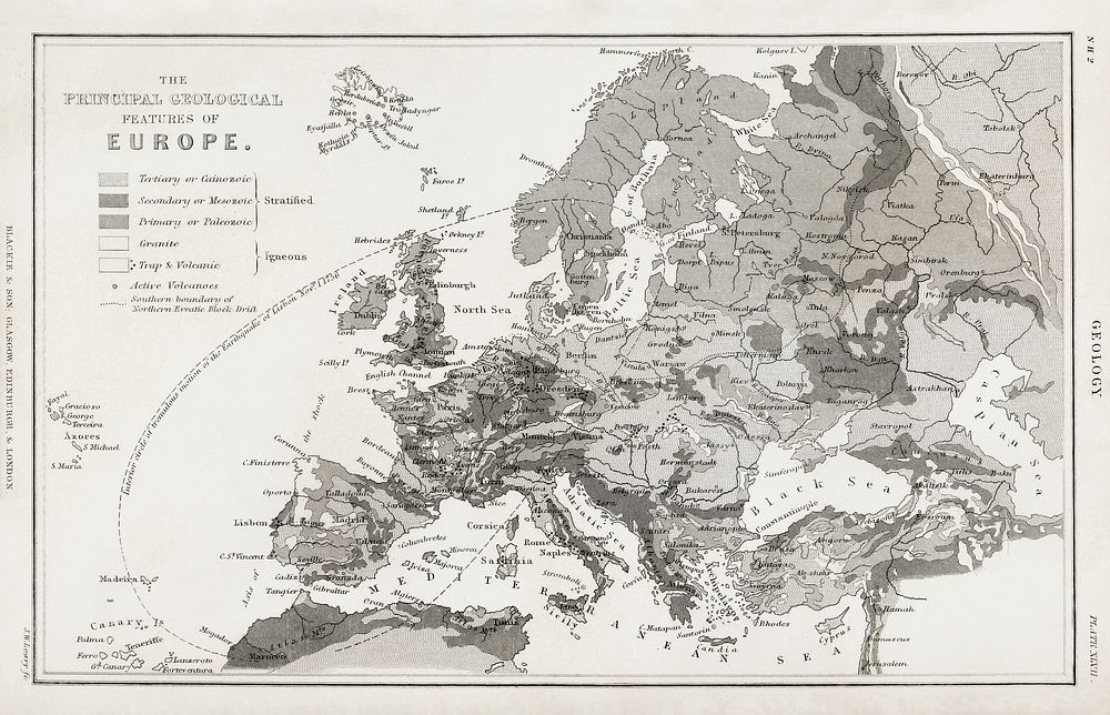 Geology, The Principal Features of Europe Geological.  Digitally enhanced from our own original edition of A history of the…